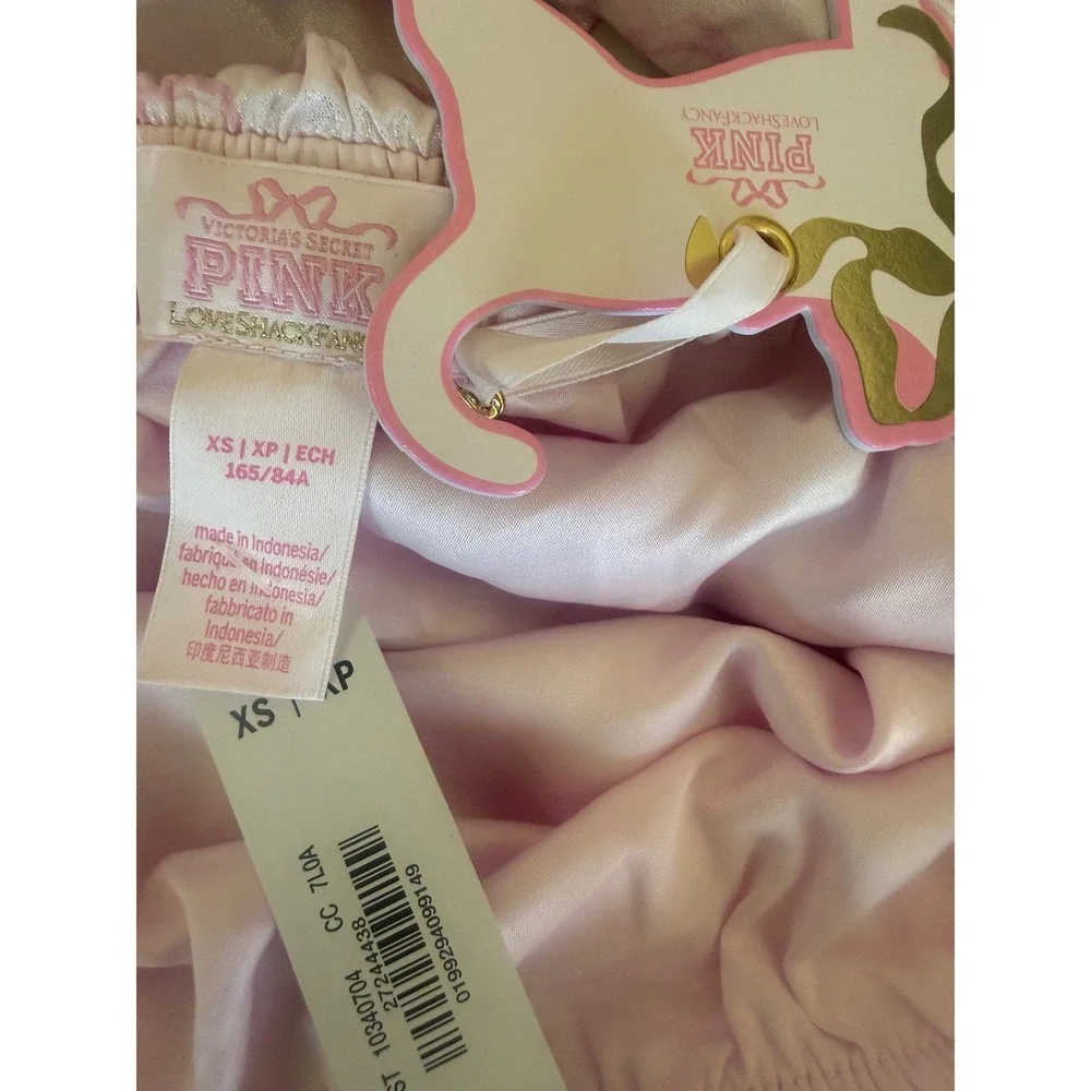 Pink x LoveShackFancy Satin Bow Outfit Set XS NWT Ruffle Halter Top Skirt Y2K